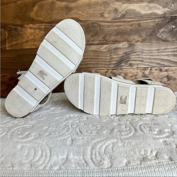 Sorel Torpeda Bungee Ankle Tie Leather Gladiator Sandals Sz 8.5 Off White READ - Picture 10 of 14